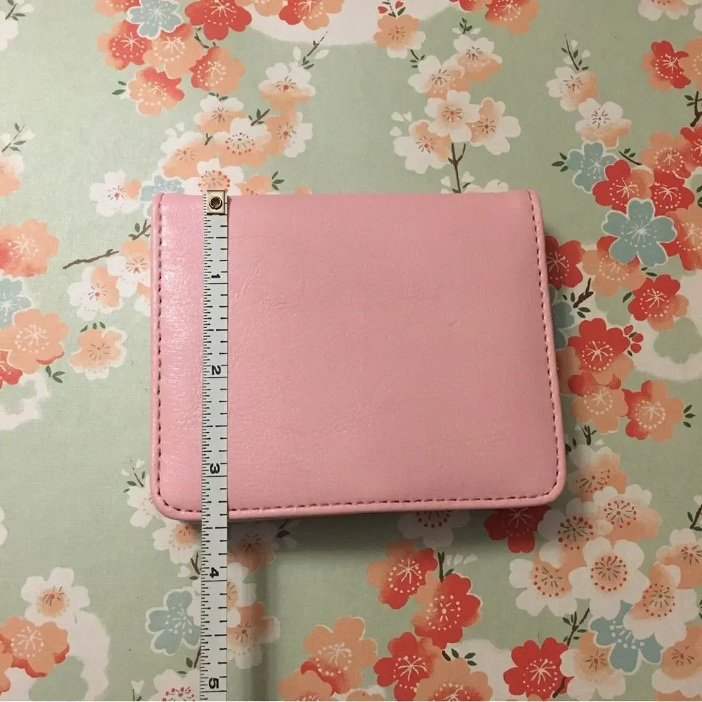 Blush Pink faux leather flip wallet snap coin purse ID case New 4” x 3” x 1”